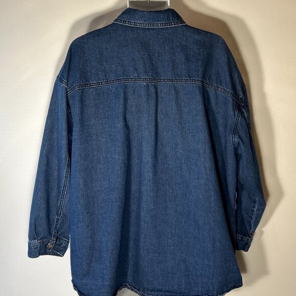 Eloquii SZ 22/24 Blue Denim Shacket Shirt Oversized Street Style Western Staple - Picture 6 of 9
